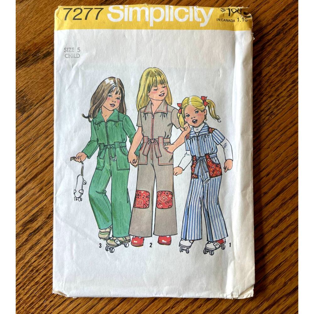 Vintage 1970s Simplicity 7277 Sewing Pattern Toddler 5 Flare Jumpsuit COMPLETE